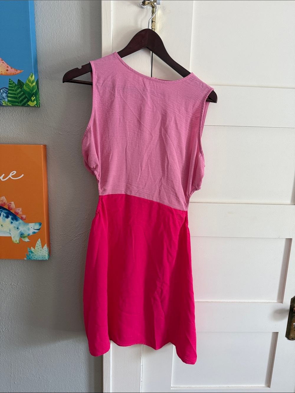 SHEIN Two-Tone Pink Sleeveless Mini Dress
